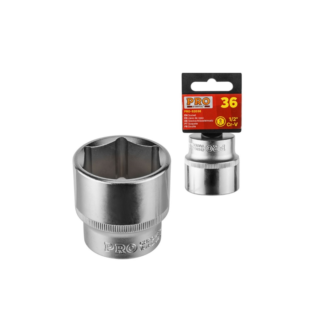 Головка Startul Pro PRO-52036, 1/2, 36 мм, 6 граней, длина 38 мм, сталь