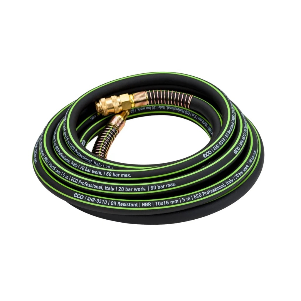 Шланг маслостойкий армированный Eco AHR-0510, для сжатого воздуха, с быстросъемным соединением, 10/16 мм, 5 м
