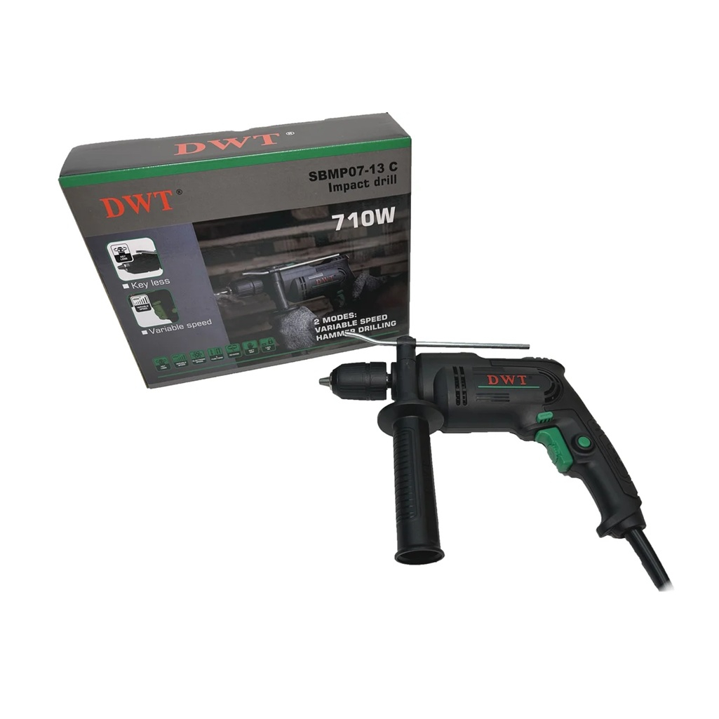 Дрель ударная DWT SBMP07-13 C сетевая, щеточный двигатель, 1 скорость, 710 Вт