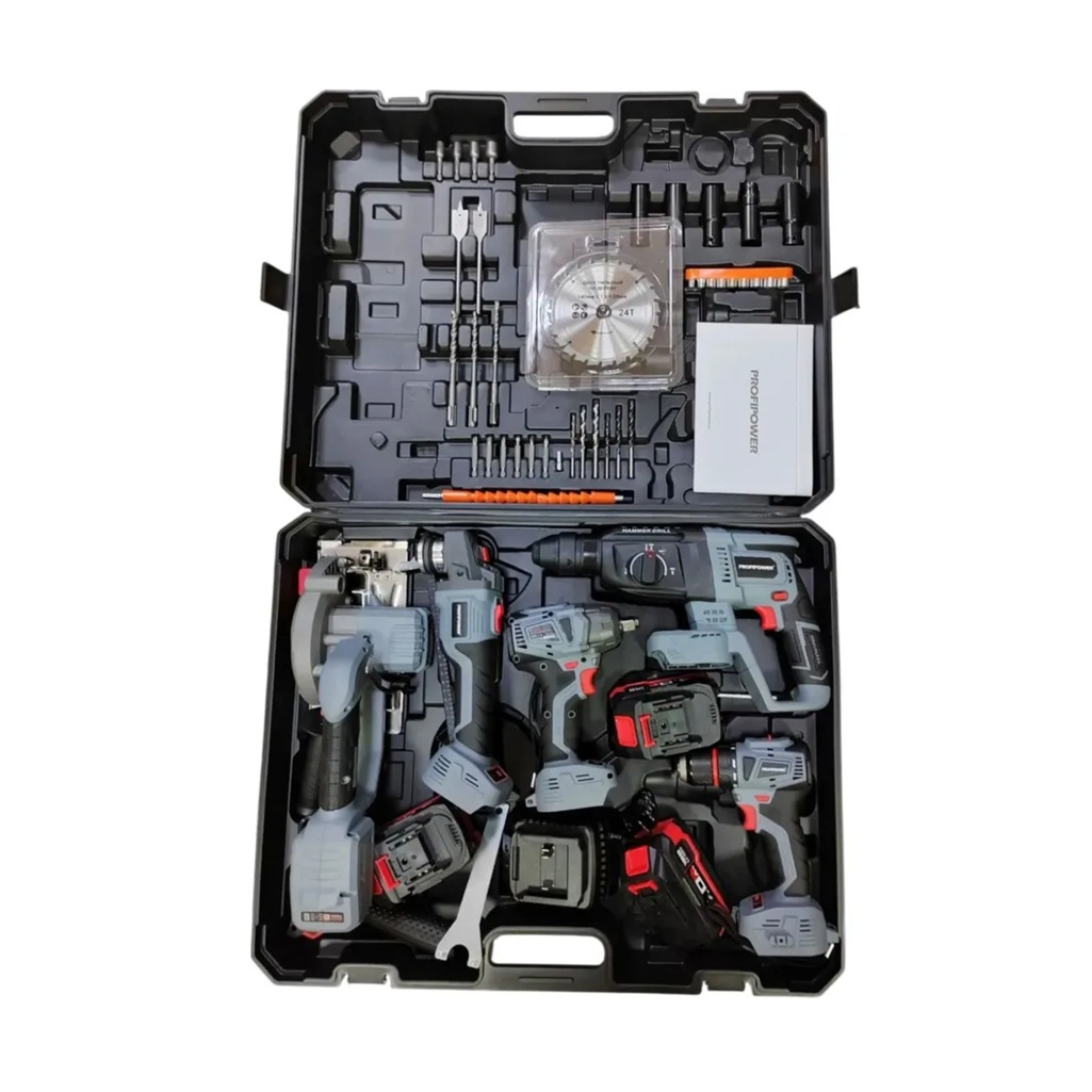 Набор электроинструментов Profipower ProfiSet-2F18 E0267, 5в1, 18В, 3 АКБ 4 Ач, зарядное устройство, кейс