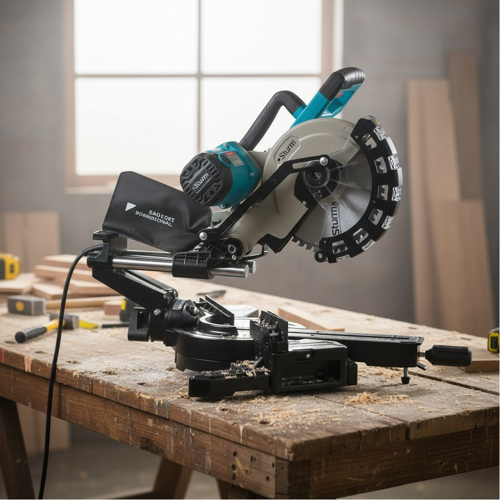 Пила торцовочная Sturm MS55255, щеточный двигатель, регулировка оборотов, 2.3 кВт