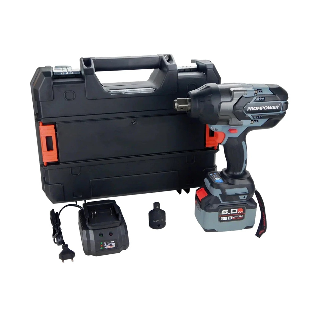 Гайковерт аккумуляторный бесщеточный Profipower T-1200N, 18 В, 1200 Hм, 1акк х 6Ah, з.у