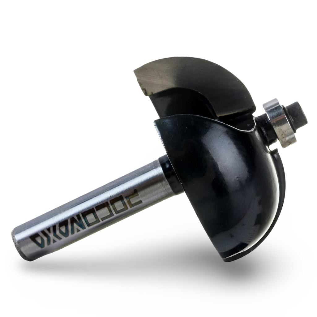 Фреза концевая  Росомаха d8 мм, D42 мм, H20 мм,R16 мм, с нижним подшипником, кромочная калевочная, 801803