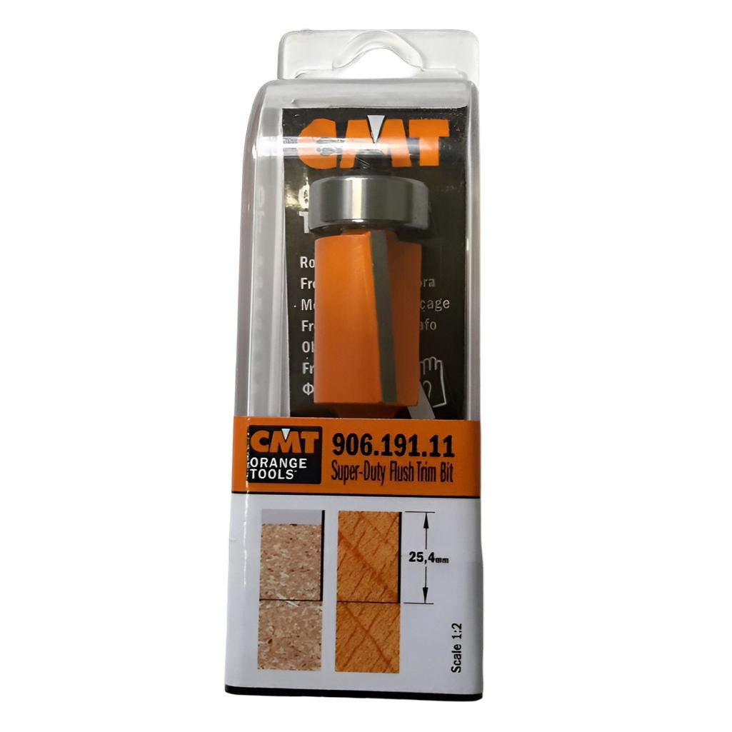 Фреза концевая CMT S8 мм, D19х25.4 мм, обгонная с нижним подшипником, 906.191.11