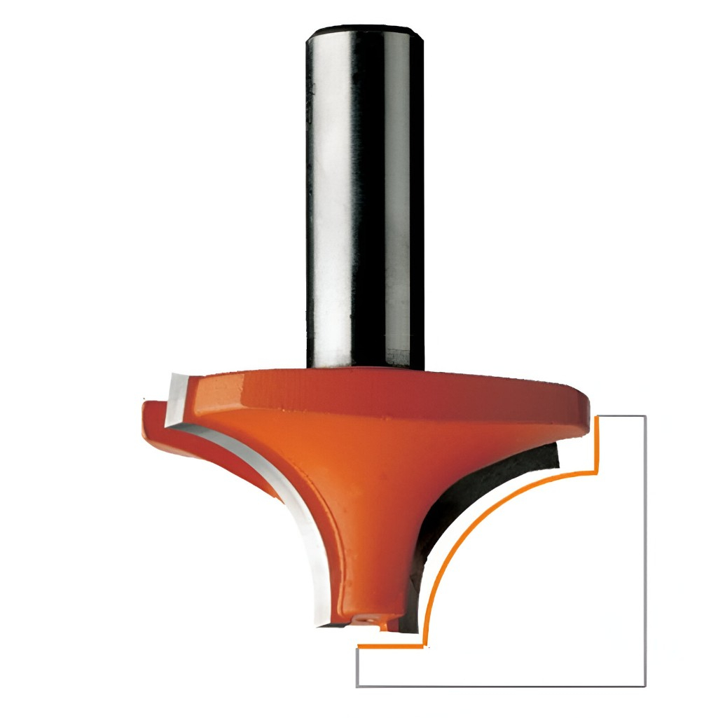 Фреза концевая CMT радиусная с нижним подшипником S8 мм, D28.6х12.7 мм, кромочная, 927.080.11