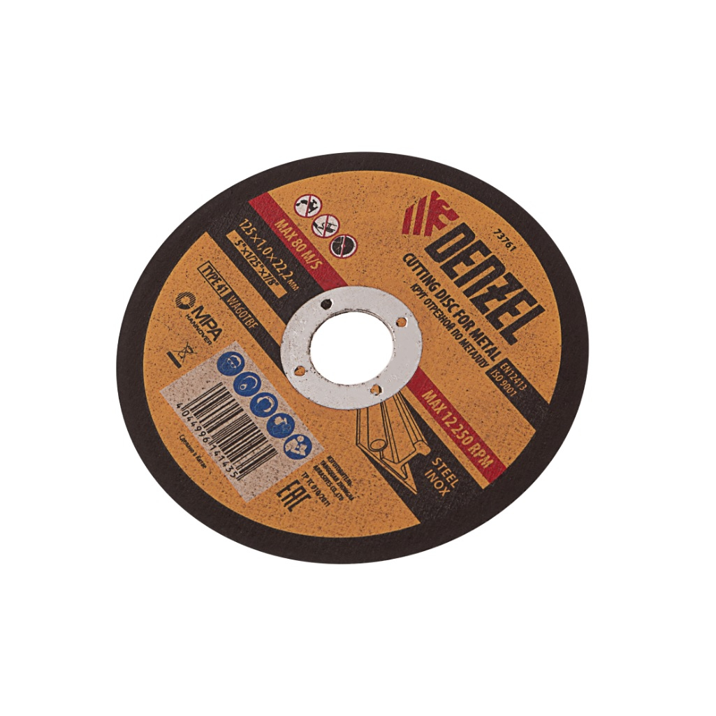 Круг отрезной Denzel WA60TBF металл, 125х1.0х22.2 мм, 12250 rpm, 73761