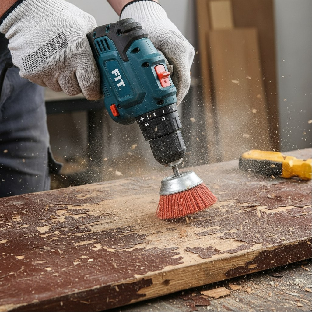 Корщетка-чашка нейлоновая FIT 38627, для дрелей, хвостовик 6 мм, диаметр 75 мм