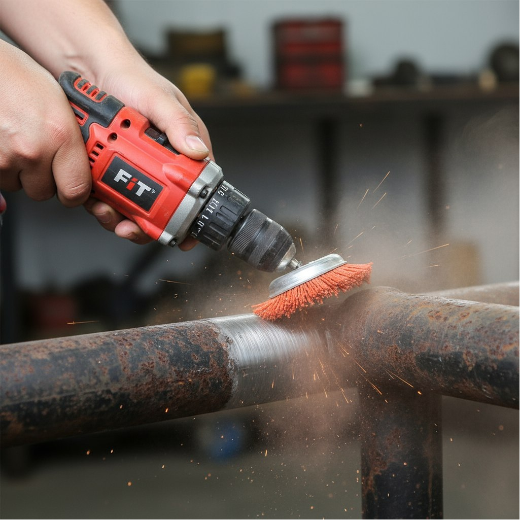 Корщетка-чашка нейлоновая FIT 38627, для дрелей, хвостовик 6 мм, диаметр 75 мм