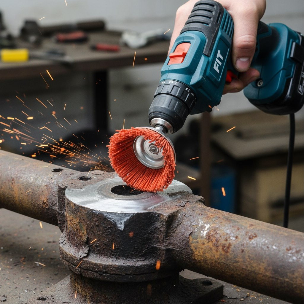 Корщетка-чашка нейлоновая FIT 38627, для дрелей, хвостовик 6 мм, диаметр 75 мм