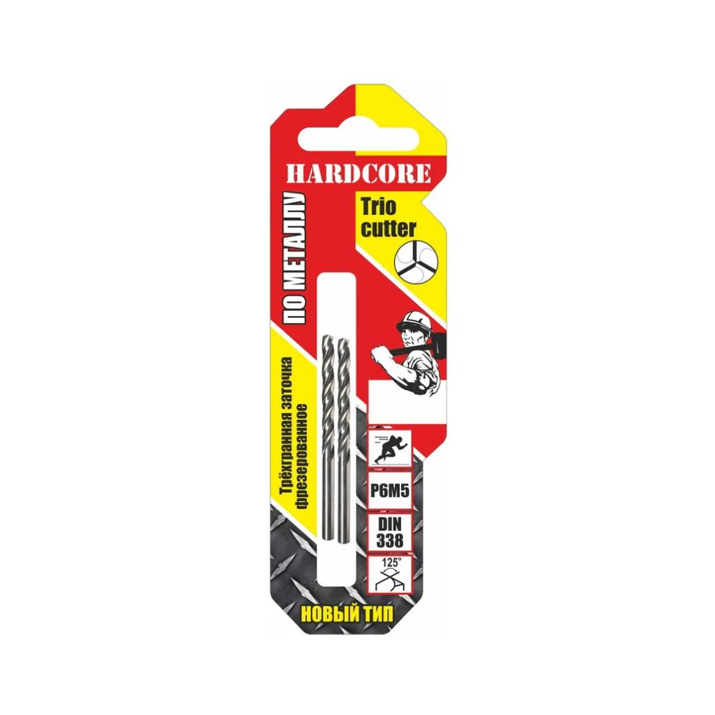 Сверло по металлу Hardcore Trio Cutter 143030, 3 мм, 2 шт, спиральное, хвостовик цилиндрический