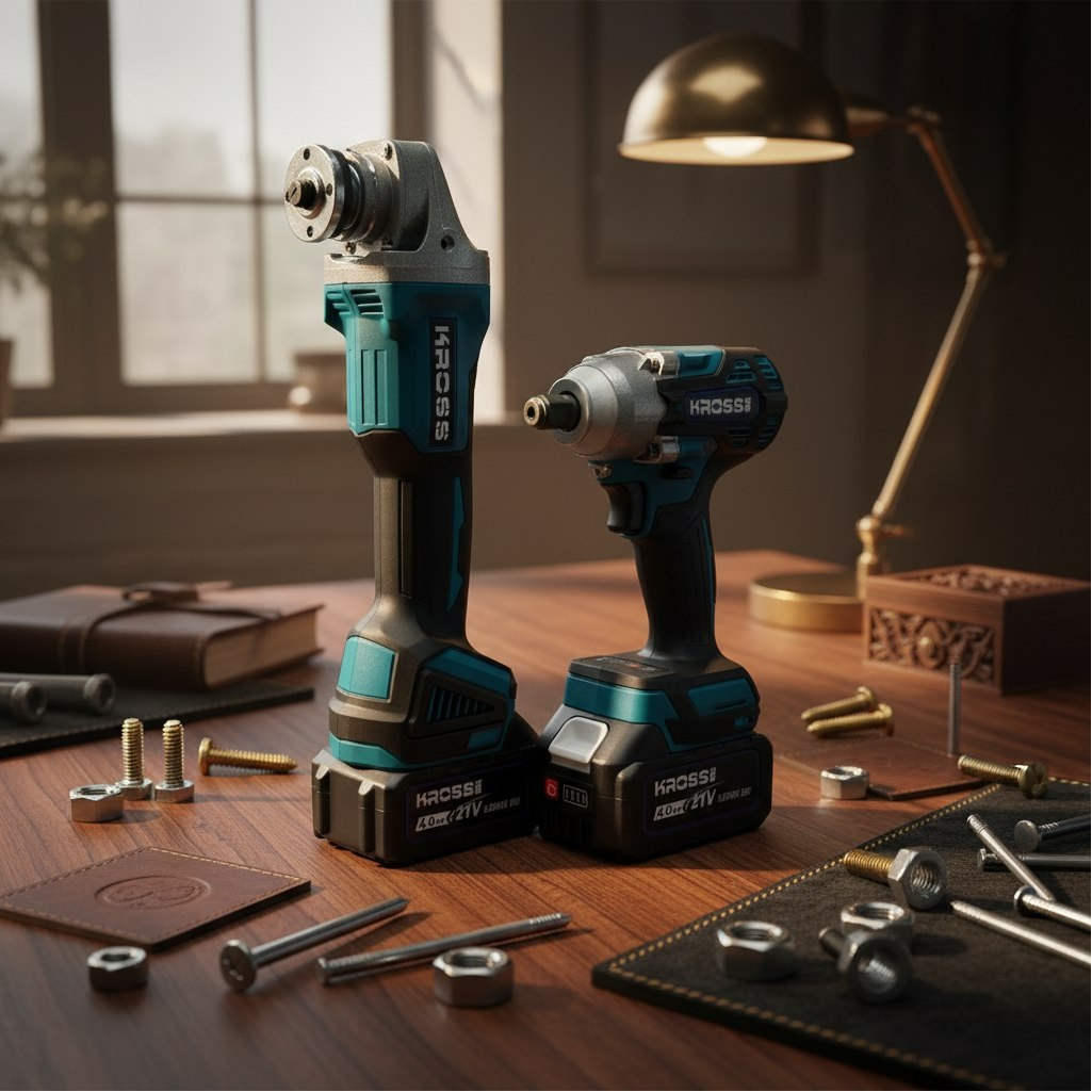 Набор аккумуляторного инструмента Kross KLi125+KLi20M, УШМ+гайковерт, 21В, 2 акк. х 4,0Ah+з.у.