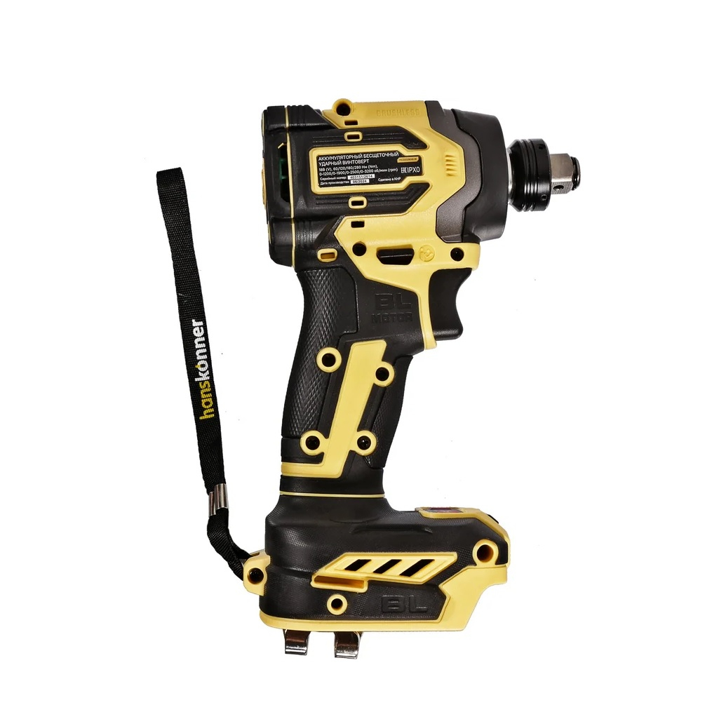 Винтоверт аккумуляторный ударный Hanskonner HCD20280BLW, 1BatterySystem, 18В, 280Нм, без аккумулятора и зарядки