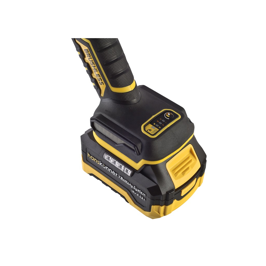 УШМ Hanskonner HAG18125BLC, аккумуляторная, 18В, 125 мм, 1BatterySystem, 1 аккумулятор 4Ah, зарядное устройство