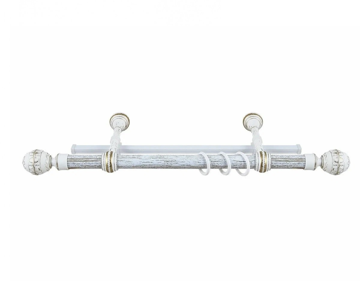 Карниз двухрядный круглый Венеция, Белое золото, 3 м, настенный, металл, крепеж, крючки