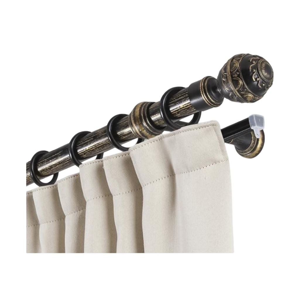 Карниз двухрядный круглый Венеция, Черненое золото, 2.4 м, настенный, металл, крепеж, крючки