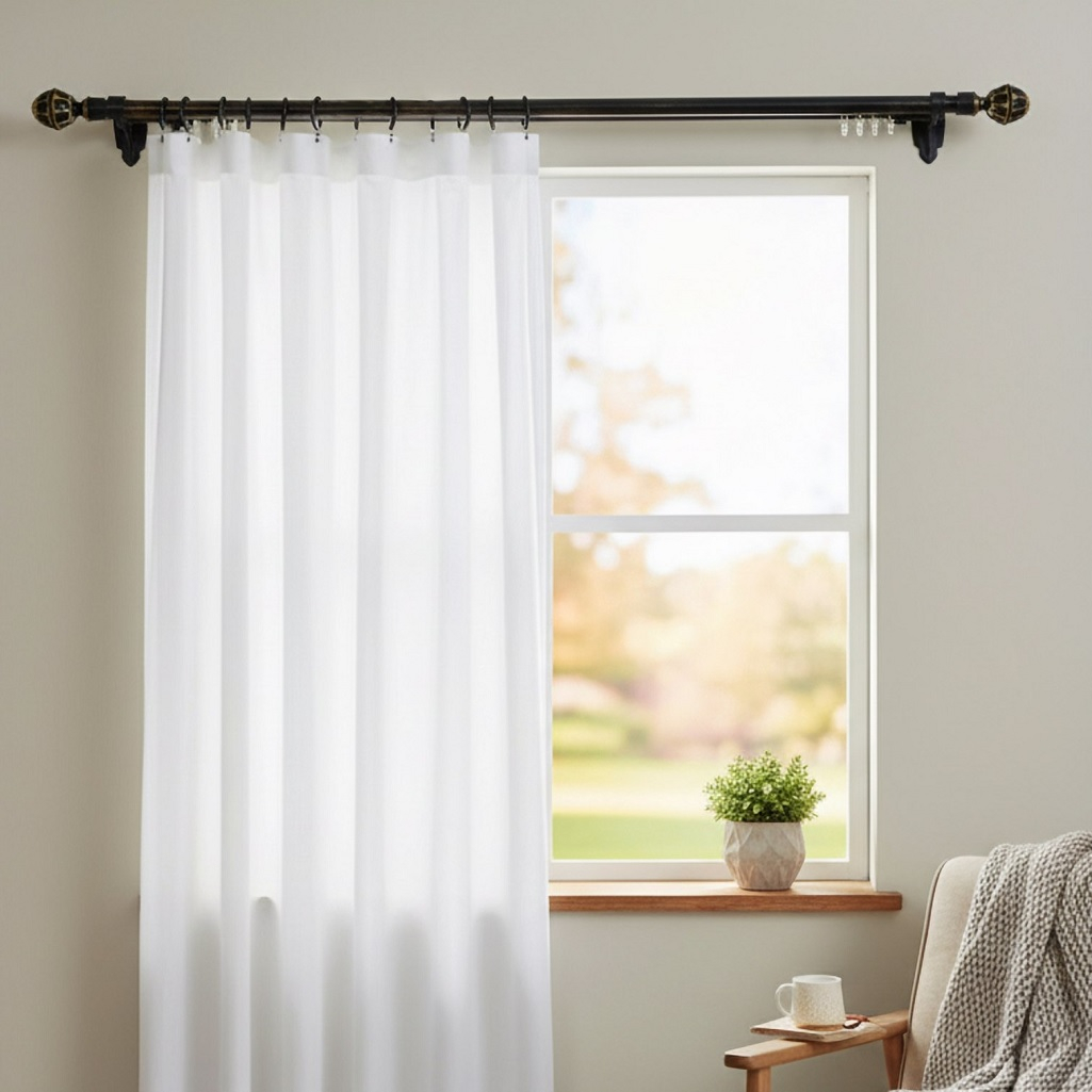 Карниз двухрядный круглый Венеция, Черненое золото, 3 м, настенный, металл, крепеж, крючки