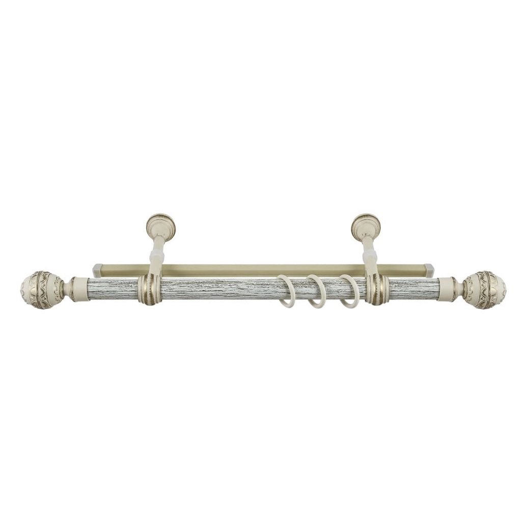 Карниз двухрядный круглый Венеция, Чайное золото, 3 м, настенный, металл, крепеж, крючки