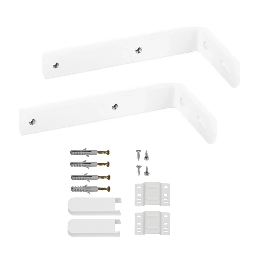 Кронштейн стеновой Lm Decor 100 мм, для ПВХ карнизов, с пластиной, металл, цвет белый, в упаковке 2 штуки