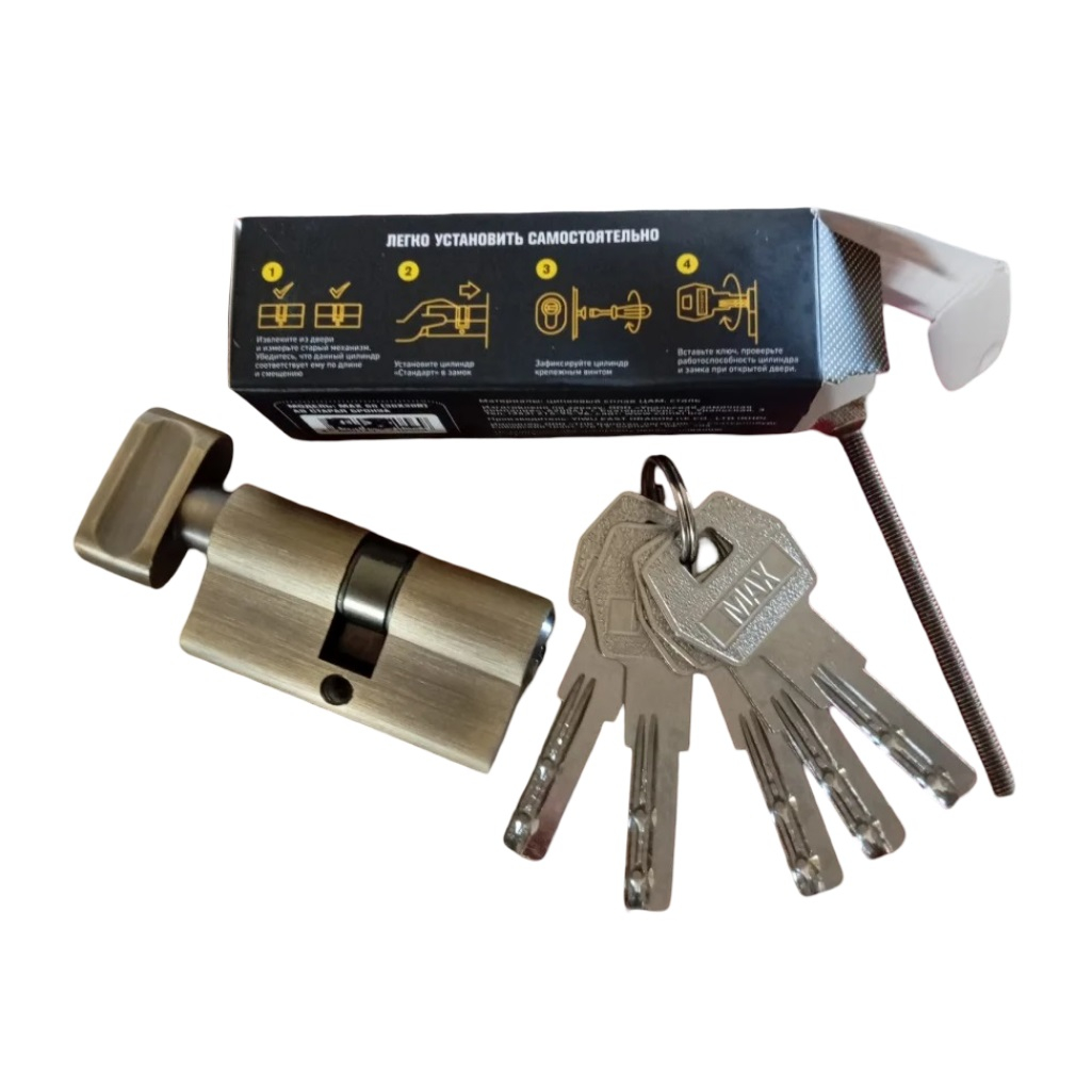 Цилиндровый механизм Стандарт МАХ 70АВ, цвет старая бронза, ключ-вертушка, для всех типов дверей