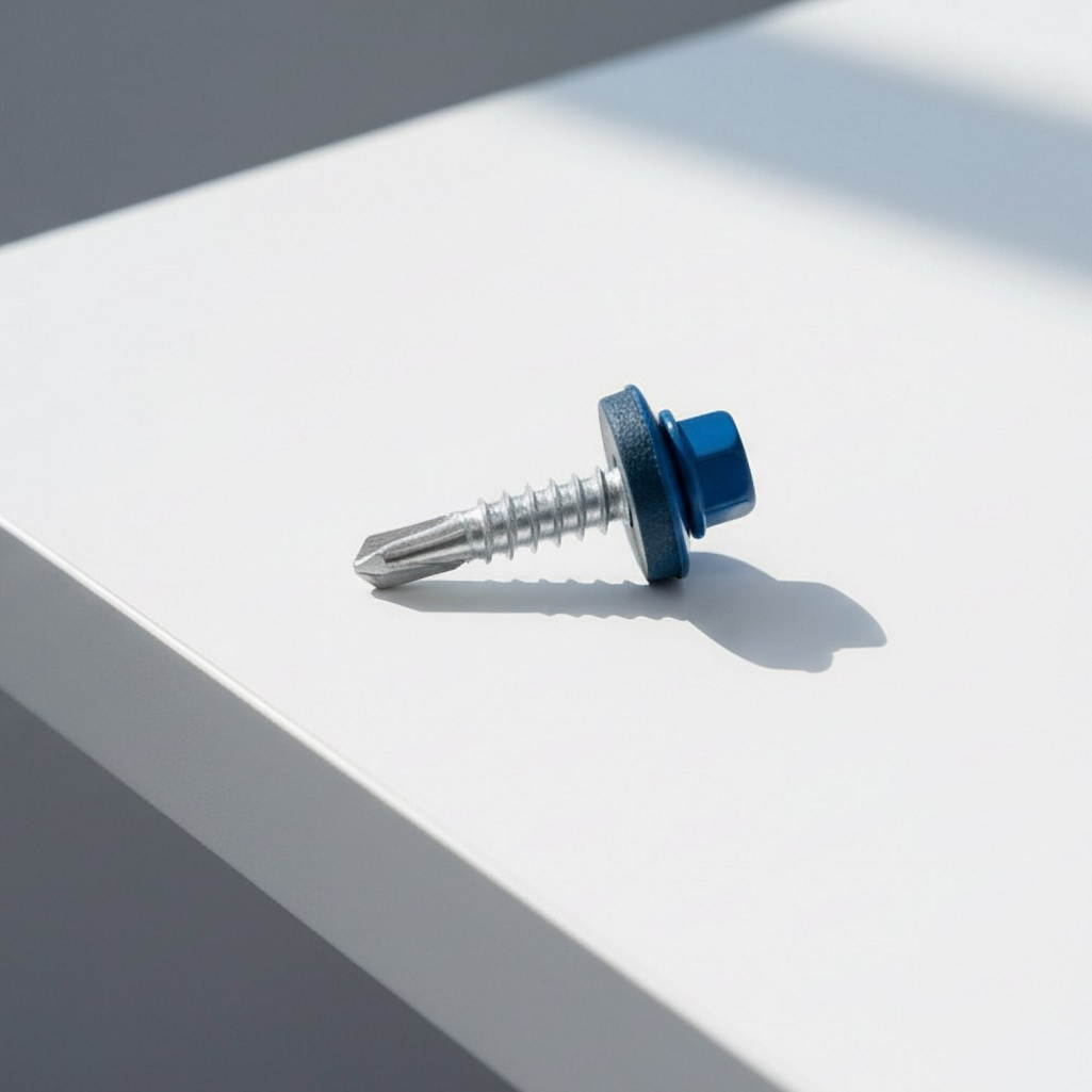 Саморез кровельный, по металлу, со сверлом, синий RAL 5005, 5.5х25 мм