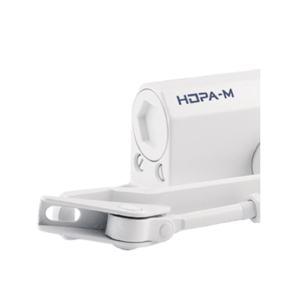 Доводчик дверной НОРА-М 410 F Isparus, с фиксацией, морозостойкий, от 15 до 60 кг, белый