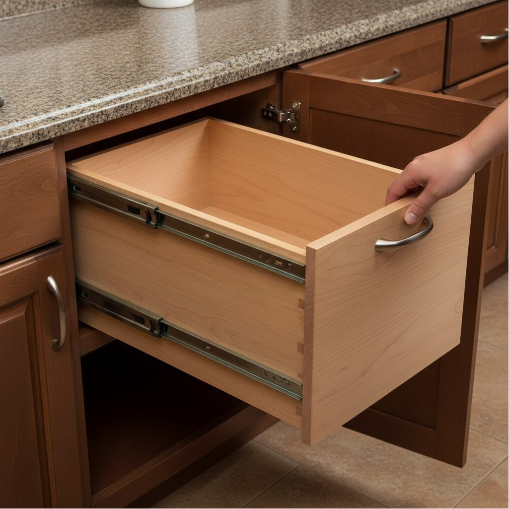 Направляющие для ящиков, шариковые, с доводчиком, длина 350 мм, высота 45 мм