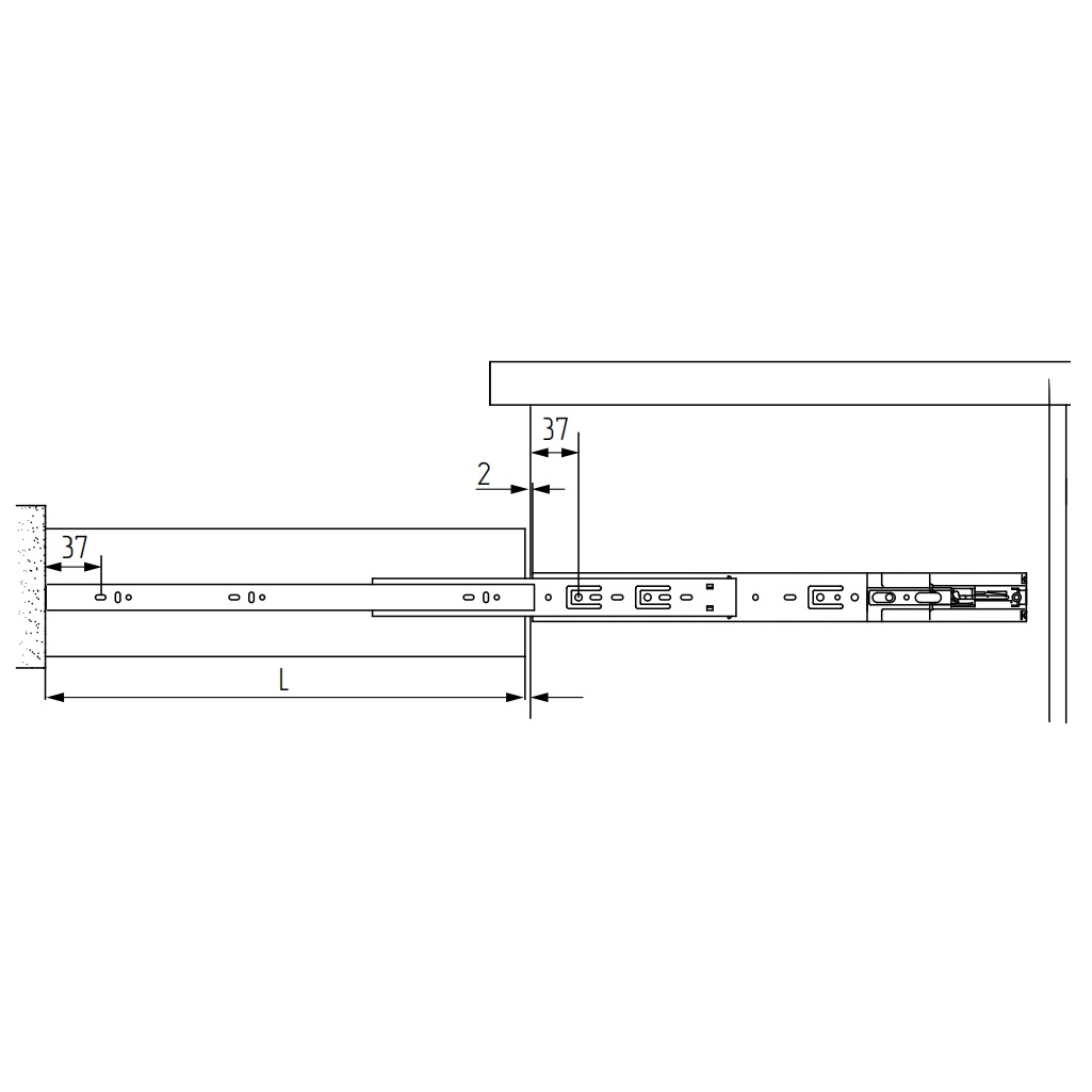 Направляющие для ящиков MF, шариковые, с доводчиком, 400 мм, Н 45 мм