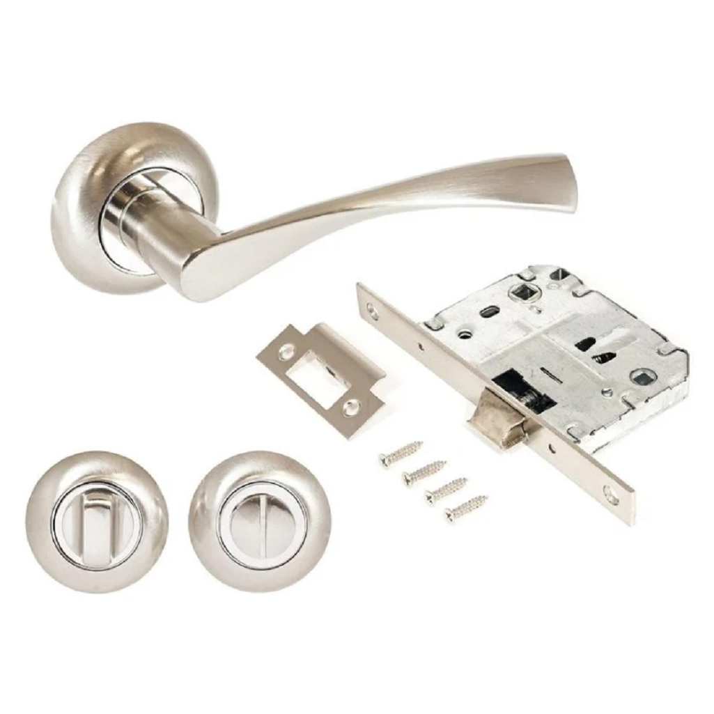 Комплект межкомнатный Аллюр Оскар SN L7050S+BK-R1 с фиксацией, матовый никель