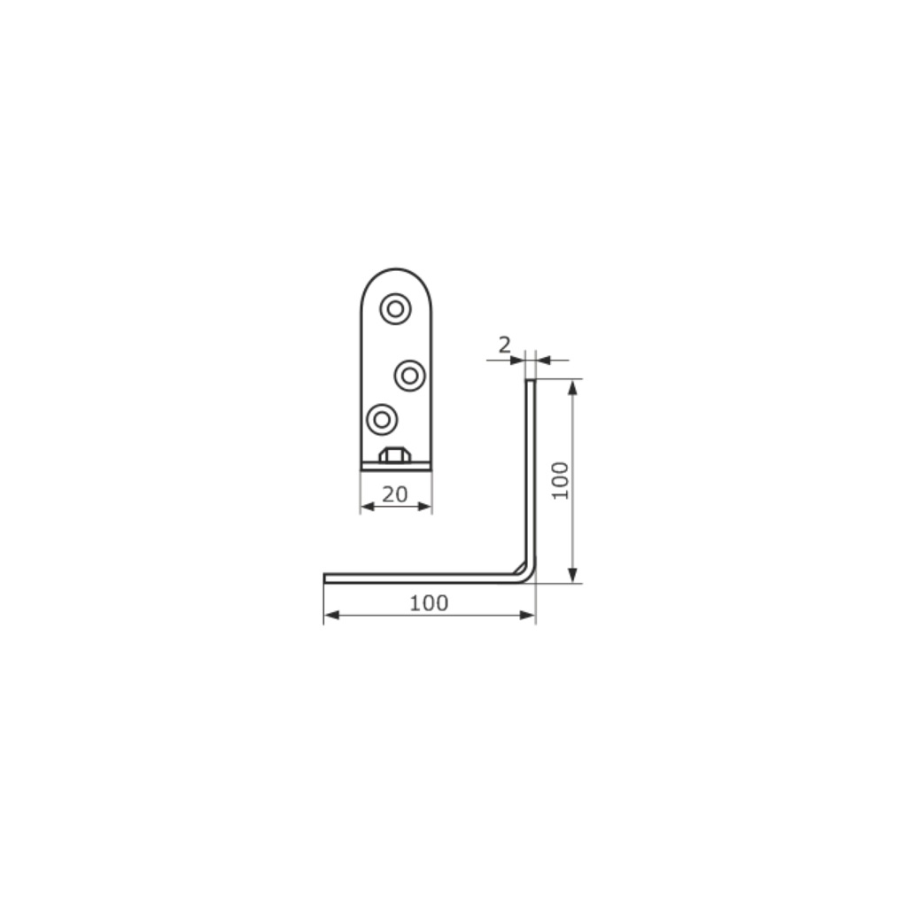 Уголок мебельный Домарт 005149, 100х100х20 мм, 2 мм, серый металлик, сталь, в упаковке 2 штуки