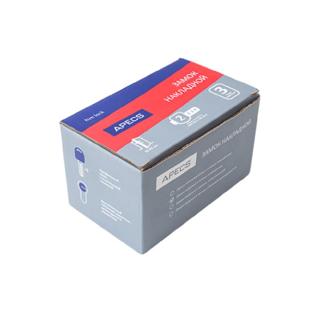 Замок накладной Apecs R01-C-GR ЗН1-1 А, хромированное покрытие, для деревянных дверей