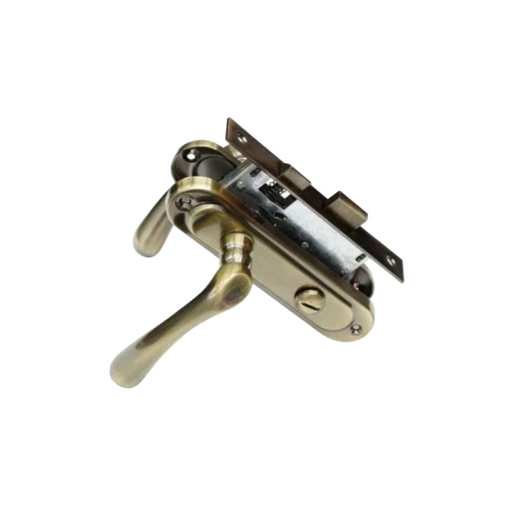 Замок врезной Maxi Locks 504W-60.5 мм, с фиксатором, AB, бронза