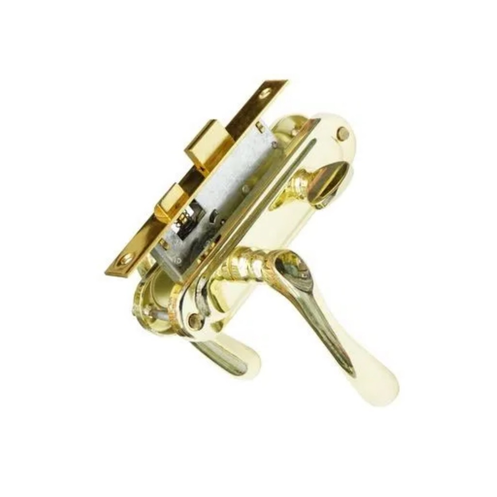 Замок врезной Maxi Locks 504W-60.5 мм, с фиксатором, PB, полированная латунь