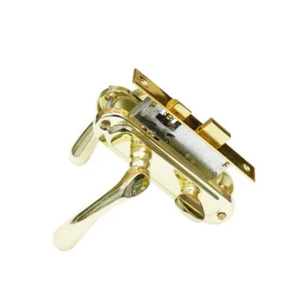 Замок врезной Maxi Locks 504W-60.5 мм, с фиксатором, PB, полированная латунь