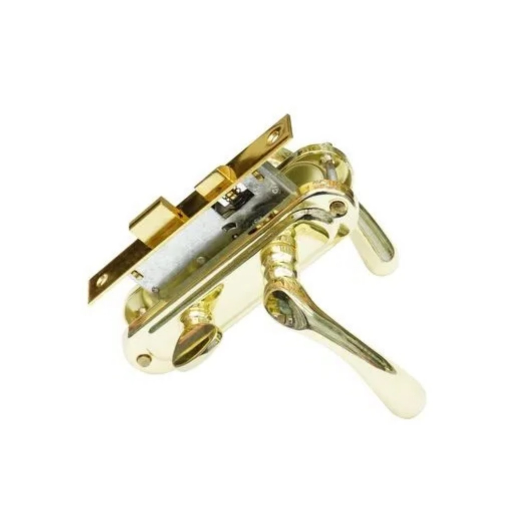 Замок врезной Maxi Locks 504W-60.5 мм, с фиксатором, PB, полированная латунь