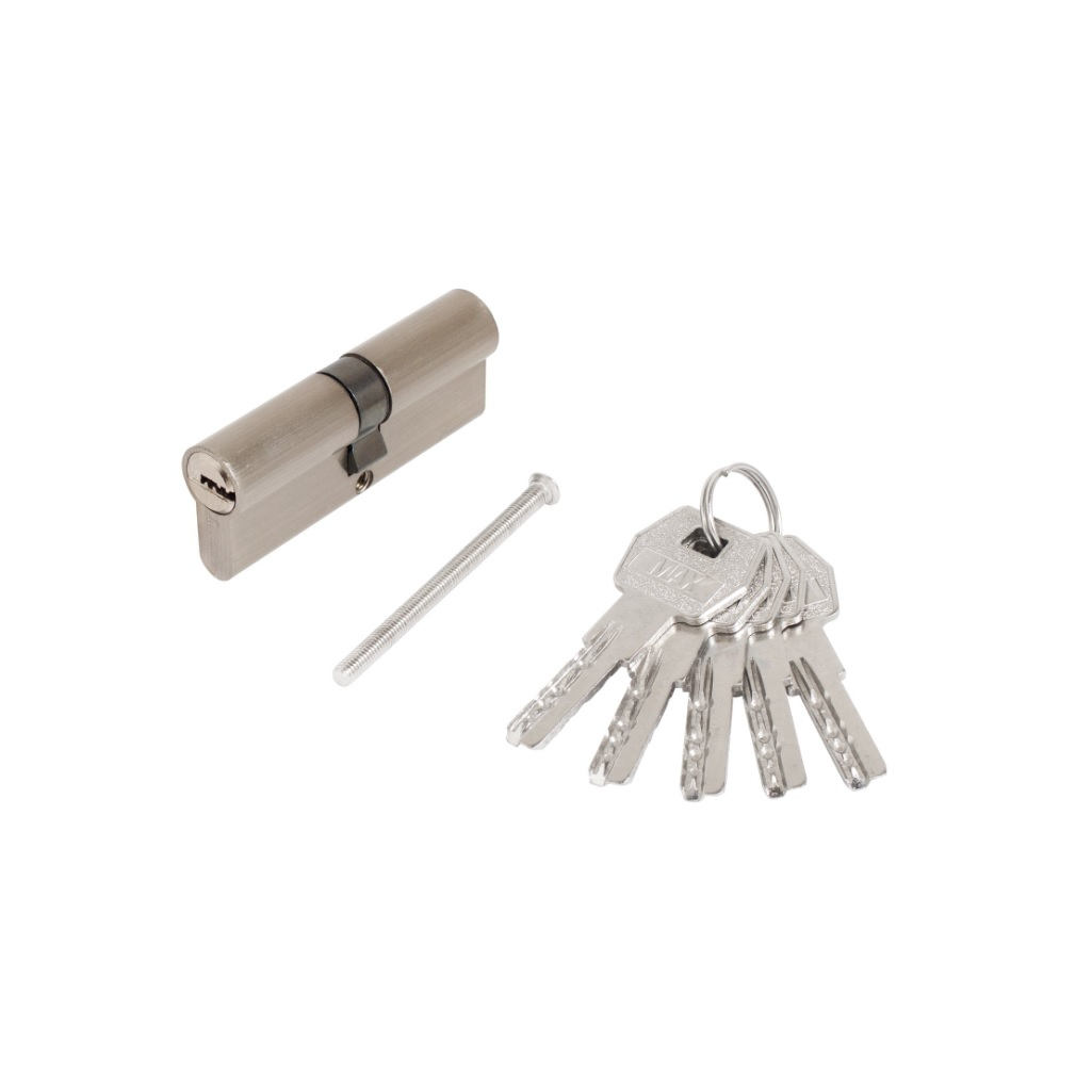 Замок врезной Булат ЗВ4-1.25.01.8017 для калитки, с ручками, коричневый, цилиндр 80 мм, ключ-ключ