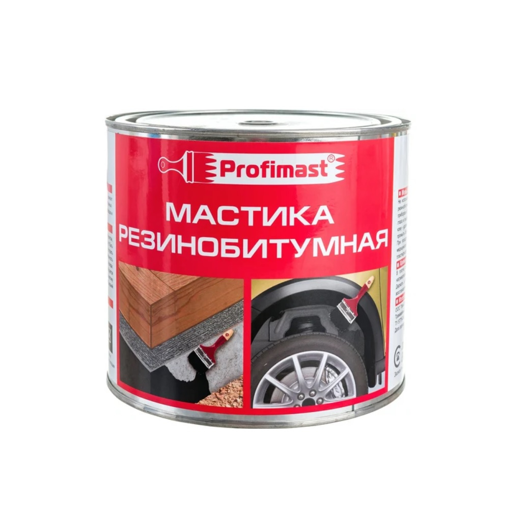 Мастика резинобитумная Profimast 4607952900677, гидроизоляционная, гербицидная добавка, 2 л, 1.8 кг