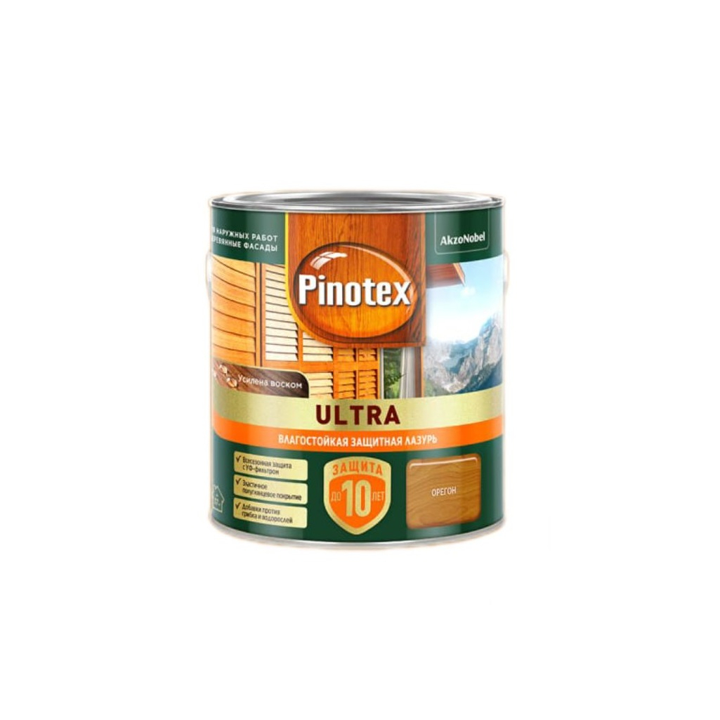 Лазурь Pinotex Ultra для древесины полуглянцевая влагостойкая орегон 2,5 л