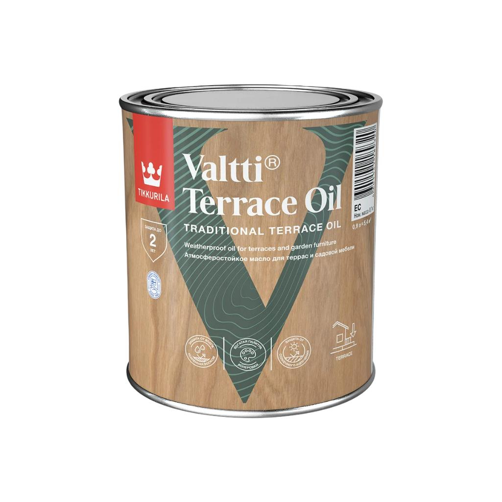 Масло Тikkurila Valtti Terrace Oil для террас и садовой мебели, атмосферостойкое, бесцветное, 0.9 л