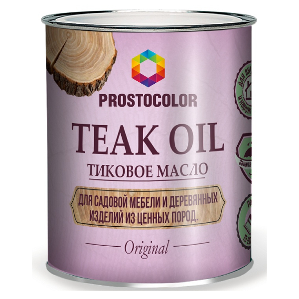 Масло тиковое Prostocolor Teak Oil для садовой мебели и деревянных изделий из ценных пород, Бесцветный, 0.75 л