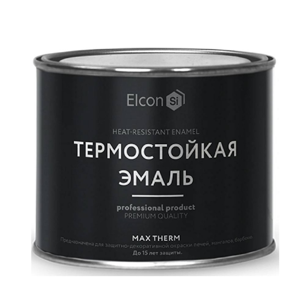 Эмаль термостойкая Elcon Max Therm, профессиональная, до 1200°С, черная, 0.4 кг