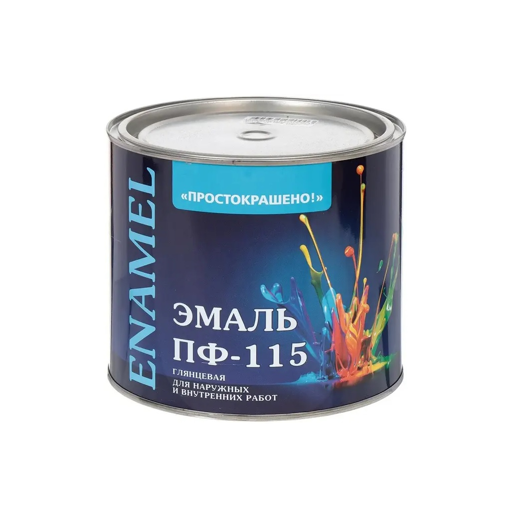 Эмаль алкидная Простокрашено ПФ-115 85177, универсальная, глянцевая, серая, 1.8 кг