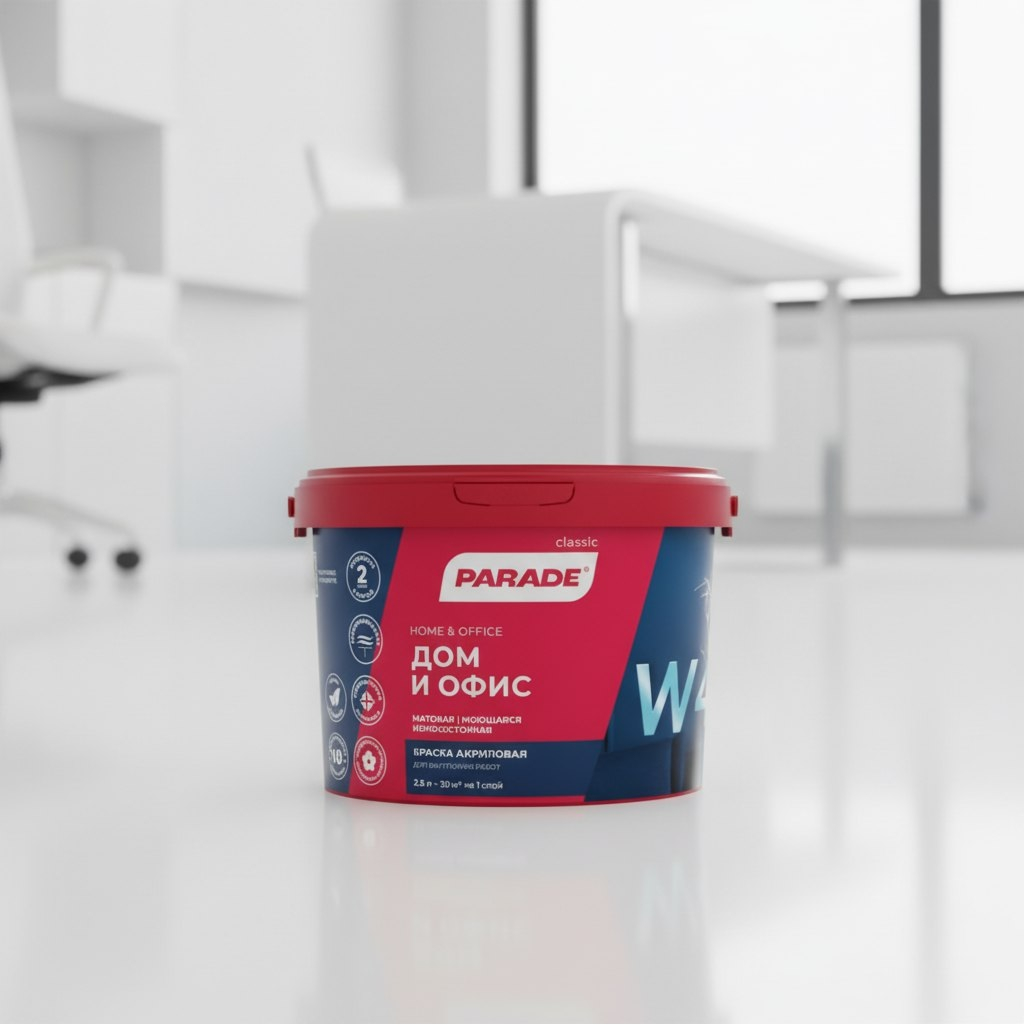 Краска акриловая Parade classic 0005868, Дом и офис W4, моющаяся, База A, 2.5 л