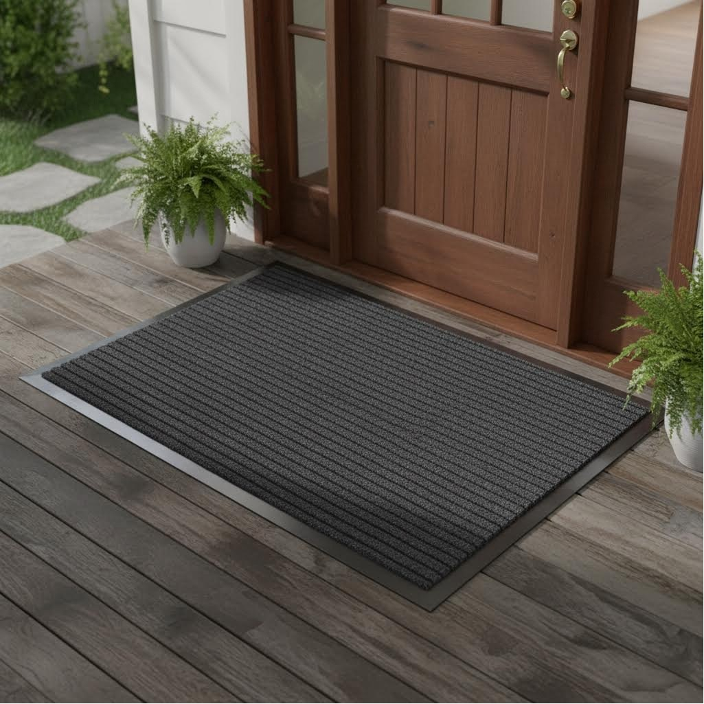 Коврик ComeForte Floor Mat, полиэстер, ребристый, черный, 120х200 см