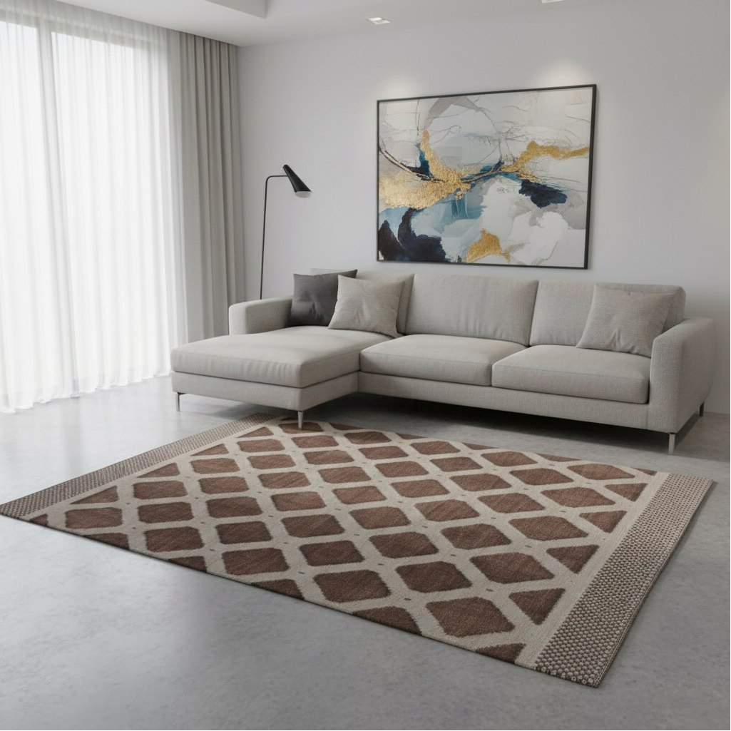 Ковровая дорожка 3D матовая 4х1000х1200 мм, Арт-129, коричневый