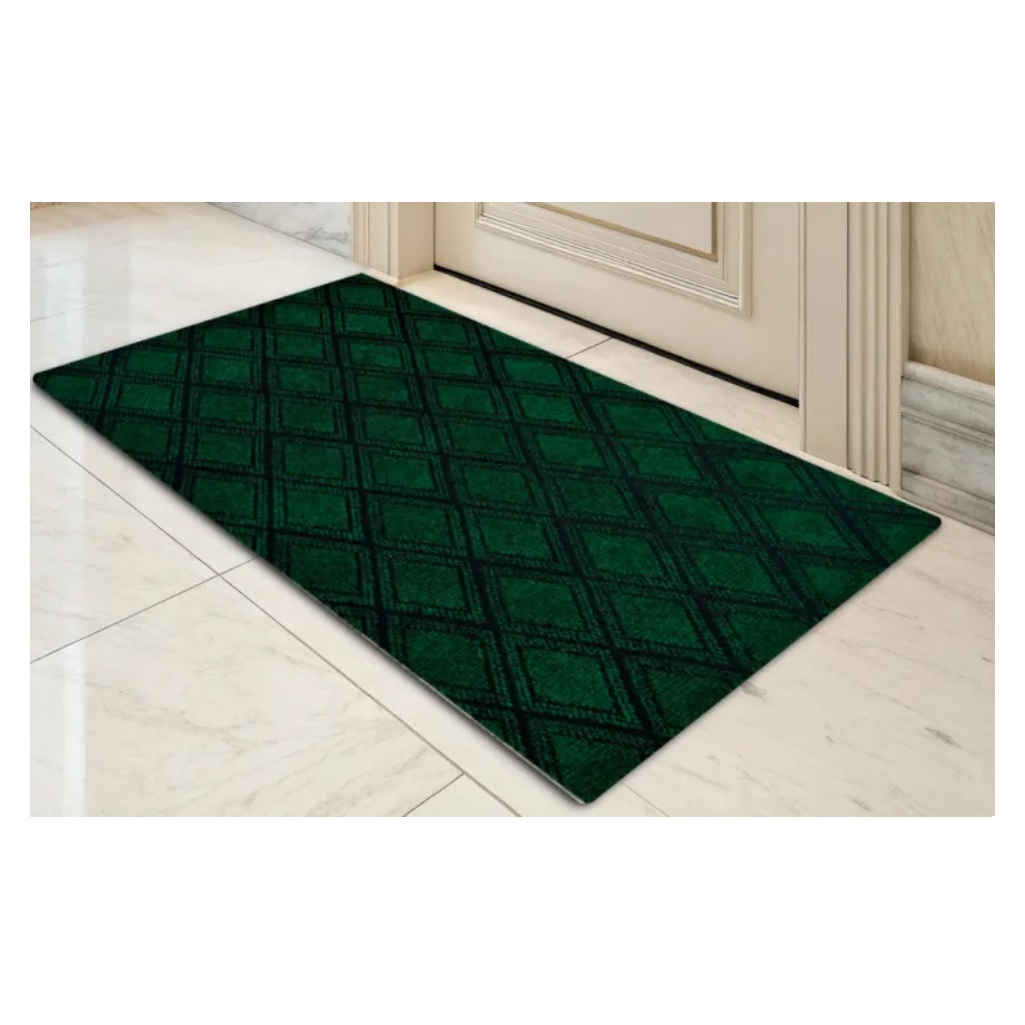 Коврик придверный ComeForte Жаккард, Ромб зеленый, 400х600 мм, противоскользящий