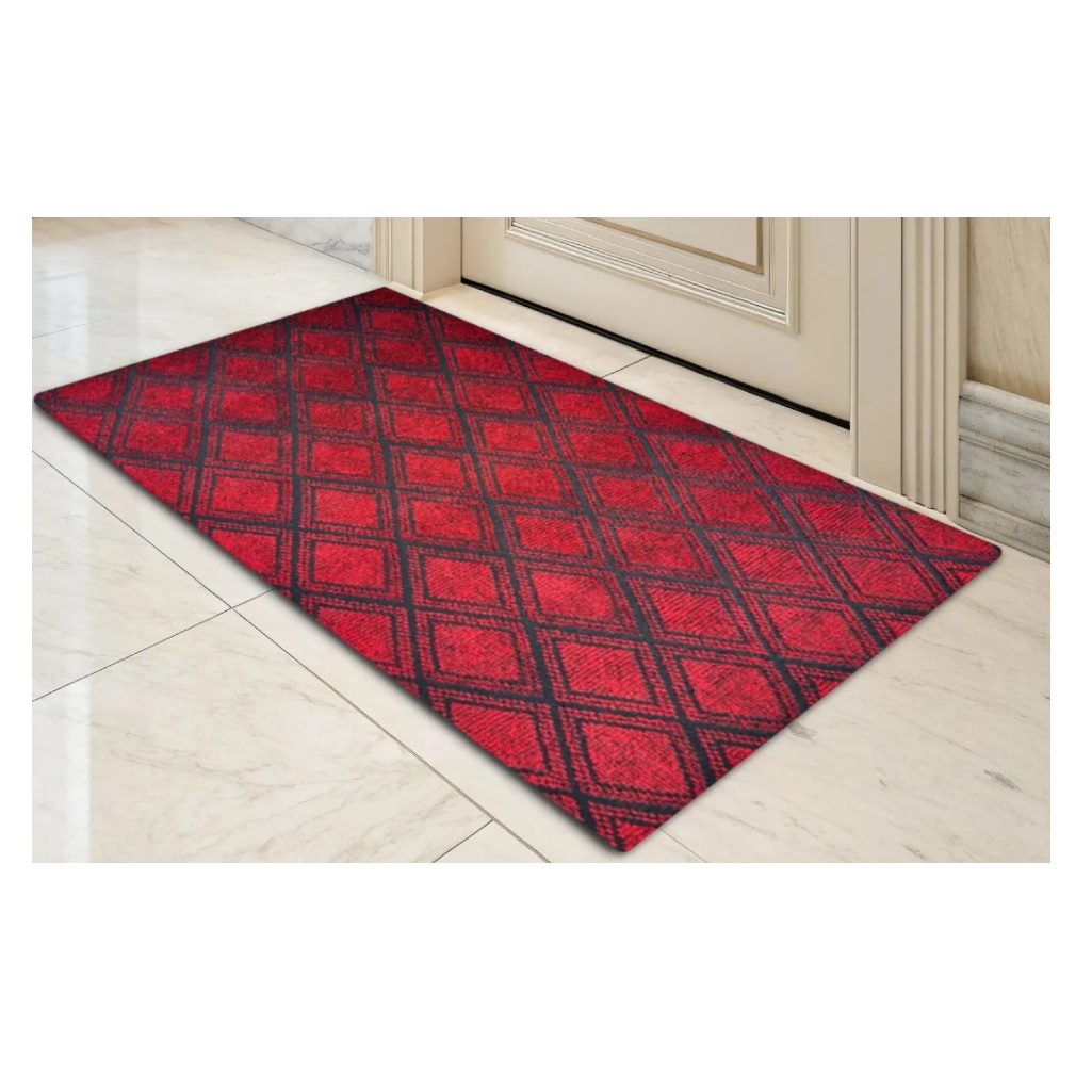 Коврик придверный ComeForte Жаккард, Ромб красный, 400х600 мм, противоскользящий