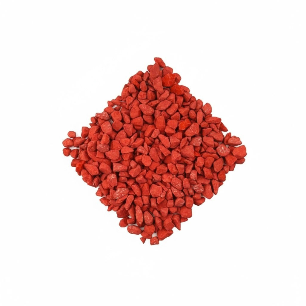 Крошка мраморная, толщина слоя 3 см, декоративная, окрашенная, красная, 10 кг