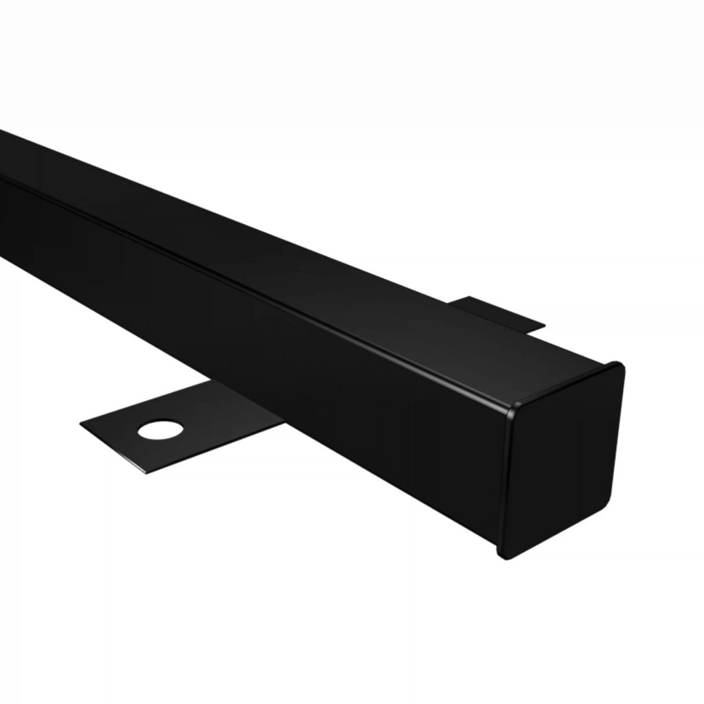 Столб для забора 50х50х2900 мм, профильная труба, с креплениями и заглушкой, черный цвет