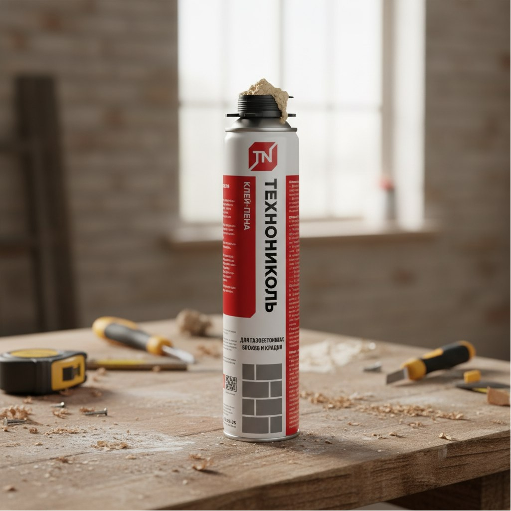 Клей-пена Технониколь для газобетонных блоков и кладки, всесезонная, 0.9 кг