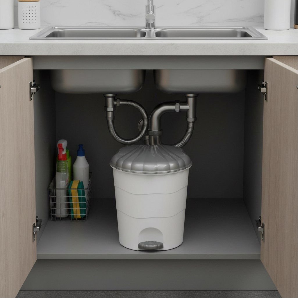 Ведро для мусора Violet, с педалью, округлое, бело-серое, объем 32 л